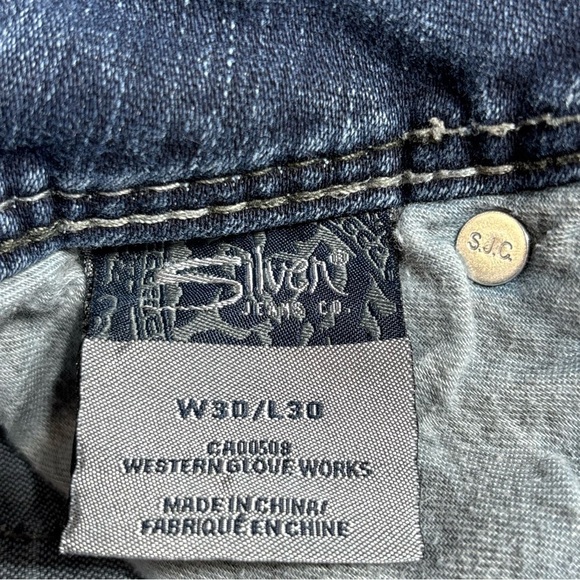 Silver Jeans Womens 30 Suki Surplus Flare Low Rise Flap Pockets Embroidered - Picture 3 of 5